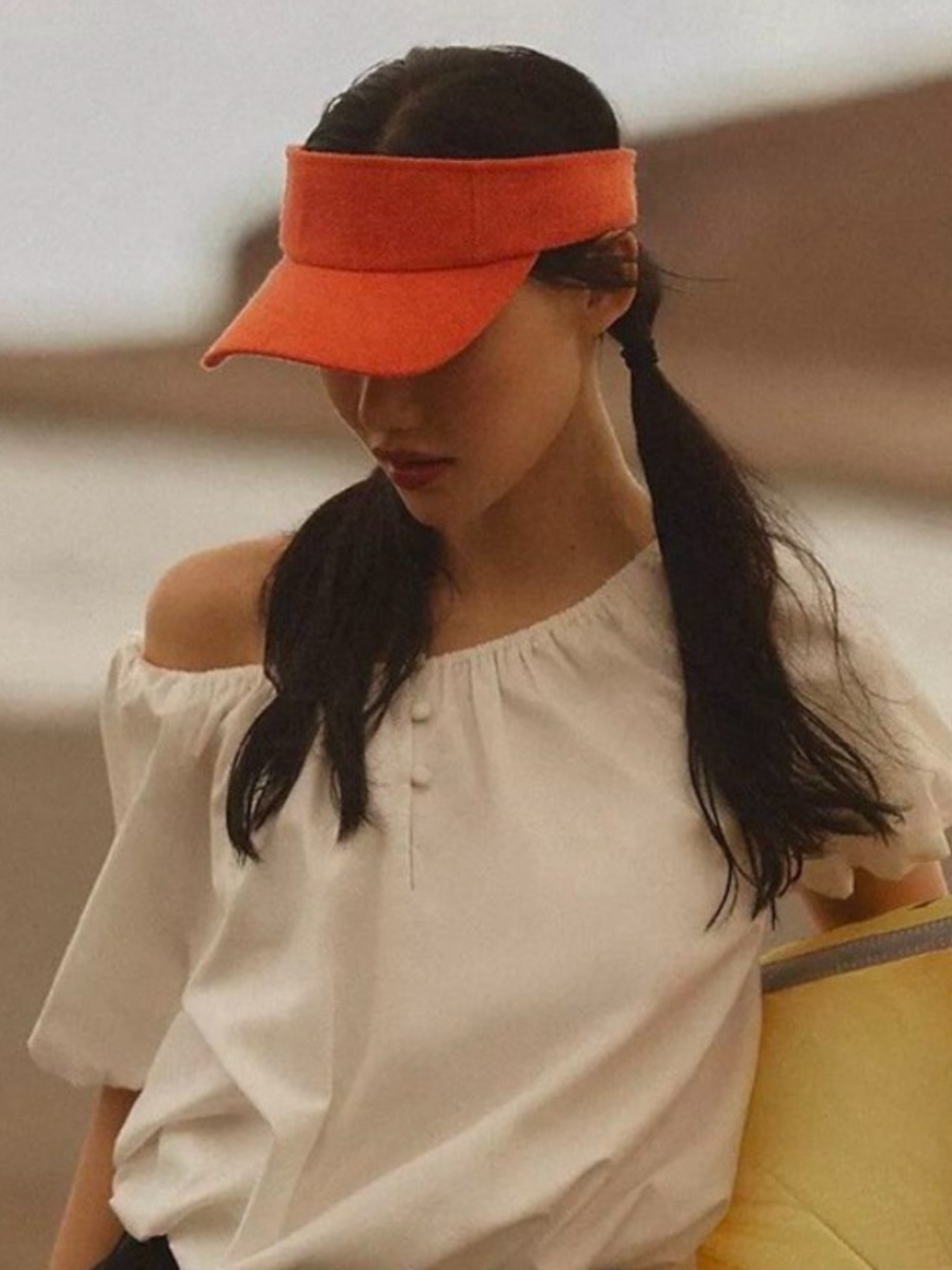 Anthropologie Orange Terry Fabric Visor adjustable one size NEW RARE